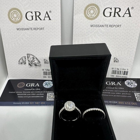 Moissanite Engagement Ring Oval Cut GRA Certified Wedding Anniversary 18K 925 - Picture 3 of 14